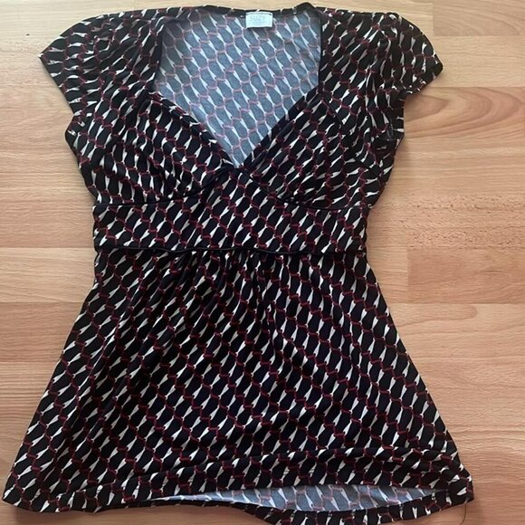 Suzy Shier Tops - 🖤 Grunge Emo Goth Suzy Shier Rope Pattern V-Neck Top – Size S 🖤